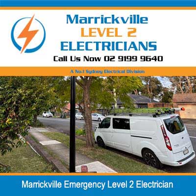 Emergency level 2 electrician van parked on residential street in Marrickville