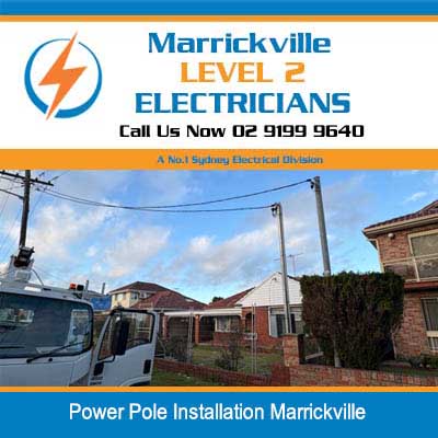 Power pole installation in residential street in Marrickville