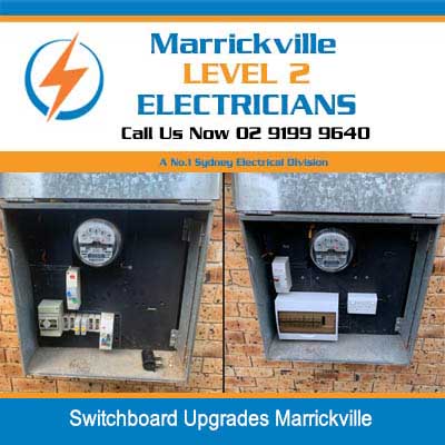 Before and after comparison of electrical switchboard upgrade installation in Marrickville